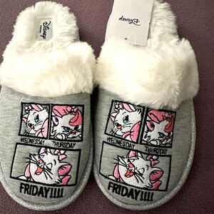 Disney Marie Aristocats Friday!! Faux Fur Slippers Size 5-6